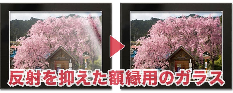 反射を抑えた額縁用のガラス