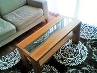 ガラスのカット・加工 - 異形カット:製作例 テーブル中央のガラス