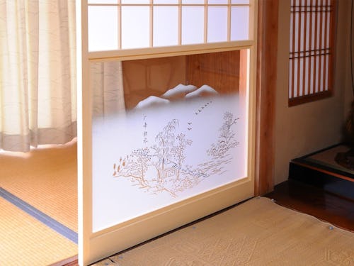 障子用ガラス(ぼかし山水)